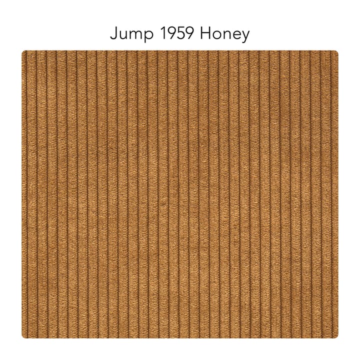 Bredhult bank - 3-zits stof jump 1959 honey, witgeoliede eikenhouten poten - 1898