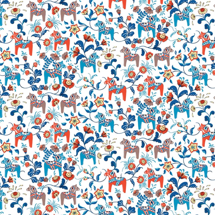 Leksand gewaxt tafelkleed - Blauw-oranje - Arvidssons Textil