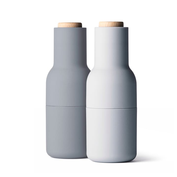 Bottle Grinder molen 2-pack special edition - concrete-feather (houten dop) - Audo Copenhagen
