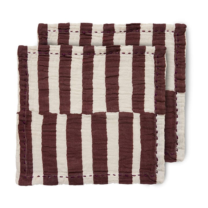 Striped katoenen servet 30x30 cm 2-pack - Burgundy - HKliving