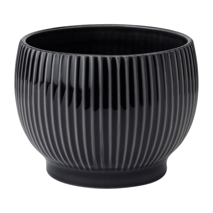 Knabstrup pot geribbeld Ø16,5 cm - Zwart - Knabstrup Keramik