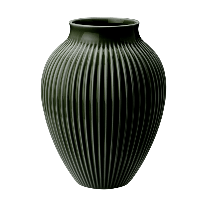 Knabstrup vaas geribbeld 27 cm - Dark green - Knabstrup Keramik