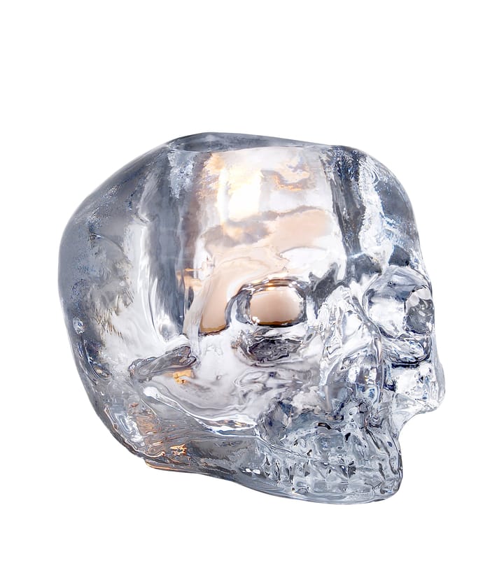 Skull theelichthouder 8,5 cm - helder glas - Kosta Boda