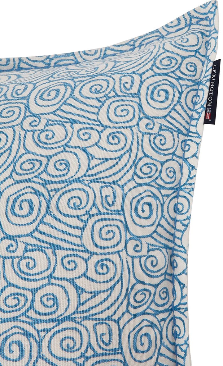 Waves Printed Linen/Cotton kussenhoes 50x50 cm - White - Lexington