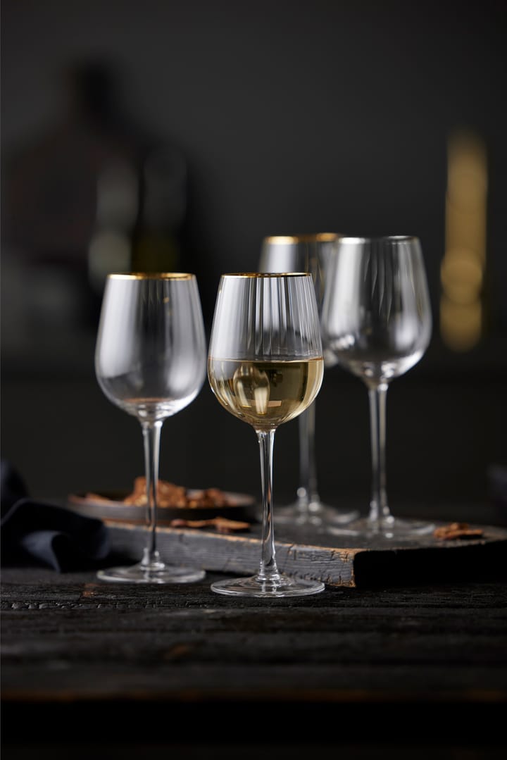 Palermo Gold wittewijnglas 30 cl 4-pack - Transparant-goud - Lyngby Glas