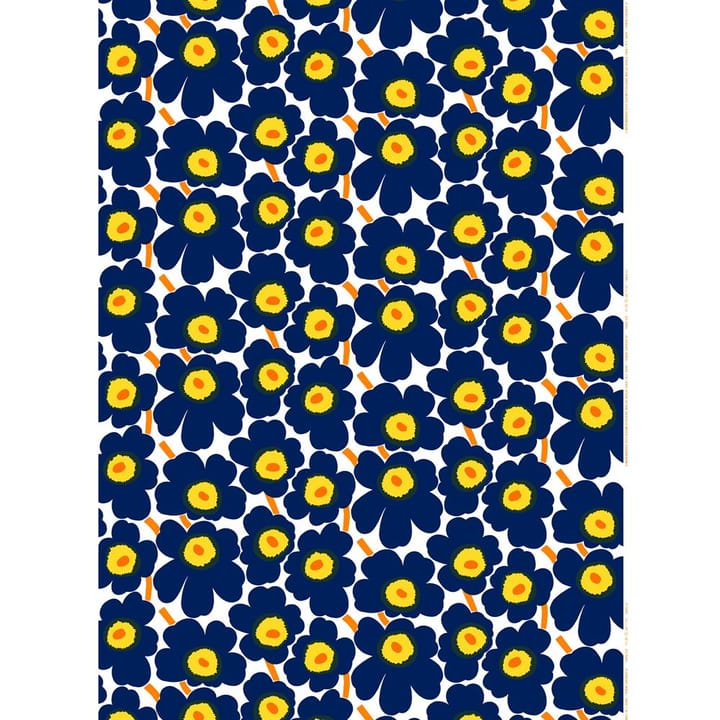 Pieni Unikko stof kartoen - wit-blauw-geel - Marimekko