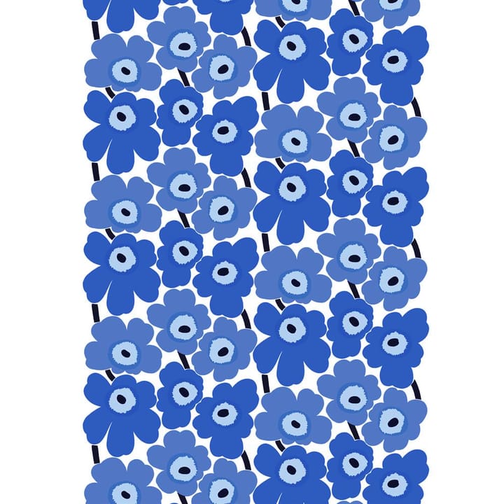 Pieni Unikko stof kartoen - wit-blauw - Marimekko