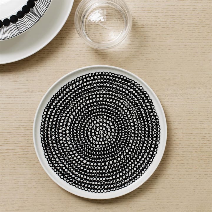 Räsymatto bord Ø 20 cm - zwart-wit, kleine stippen - Marimekko