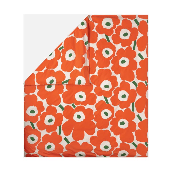 Unikko dekbedovertrek 220x240 cm - Off white-orange-green - Marimekko