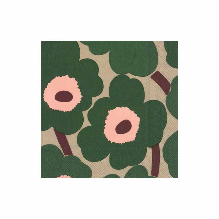 Unikko servet 33x33 cm 20-pack - Groen-roze - Marimekko