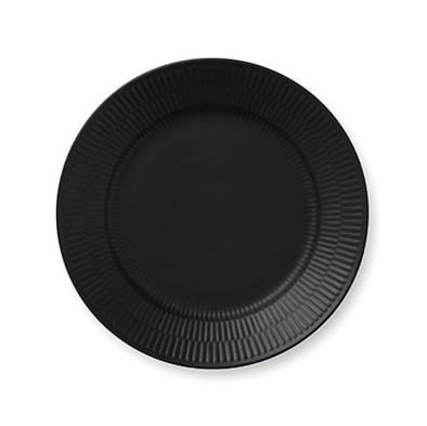Black Fluted bord - Ø 22 cm. - Royal Copenhagen