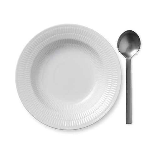 White Fluted pastabord met rand - Ø 21 cm. - Royal Copenhagen