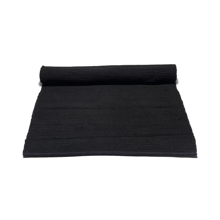 Cotton vloerkleed 65 x 135 cm. - black (zwart) - Rug Solid