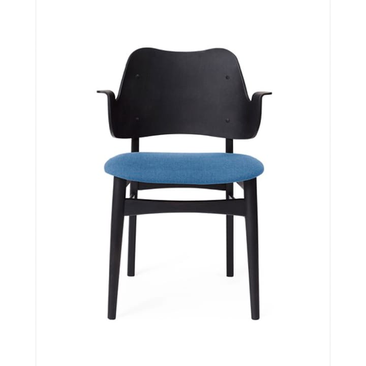 Gesture stoel, gestoffeerde zitting - Sea blue-zwartgelakt beukenhouten onderstel - Warm Nordic
